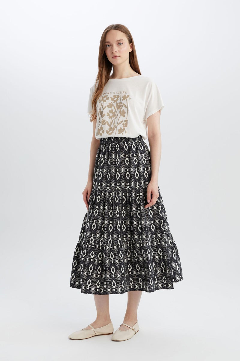 DeFacto Black Woman Patterned Aerobin Midi Skirt Casual - Image 3